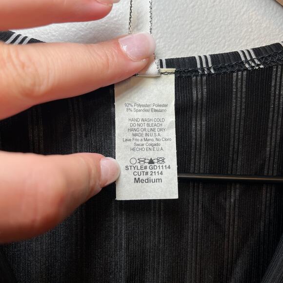 Glory Women's Striped V-neck Stretch Midi Dress Black White Size Medium - Picture 4 of 5